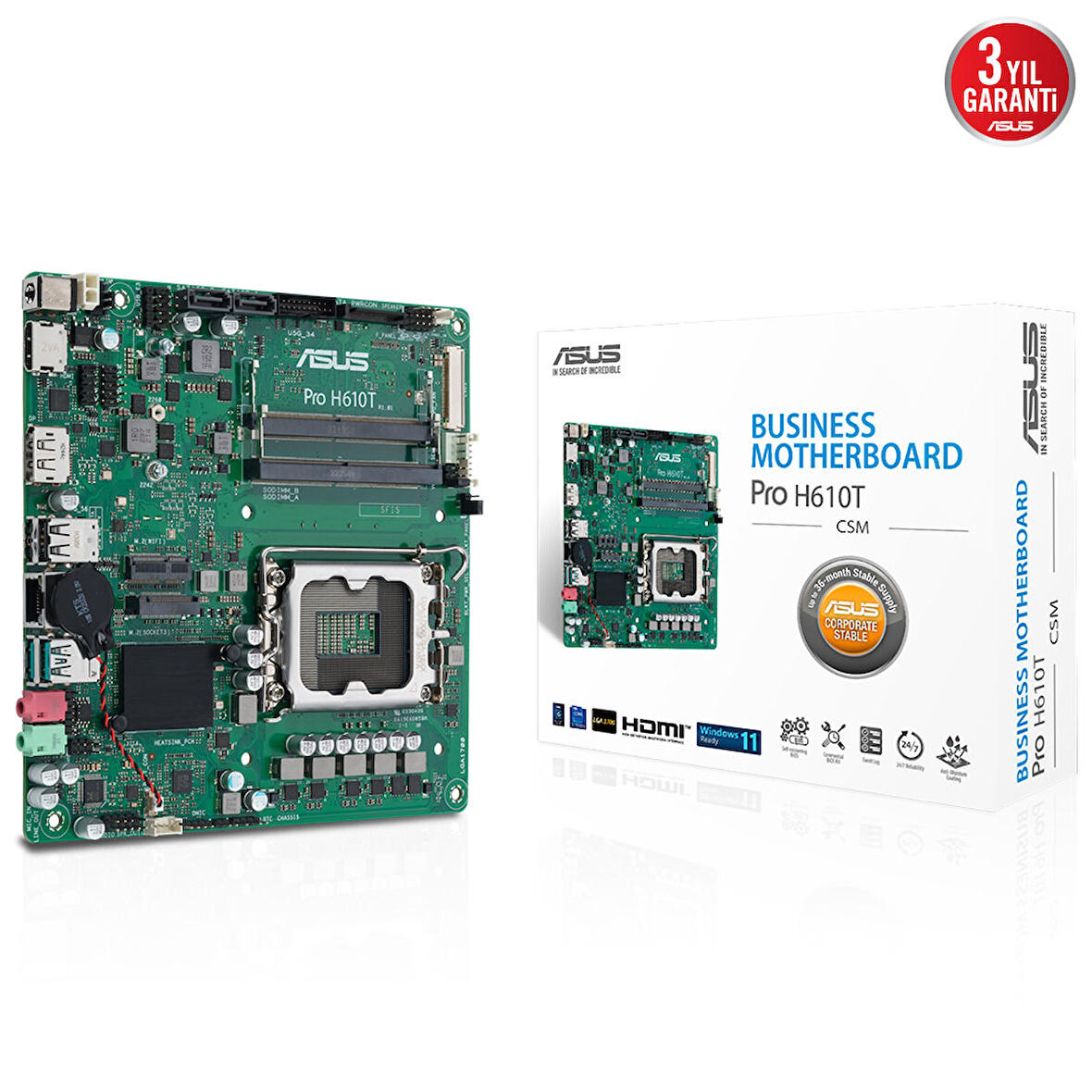 Asus Pro H610T-CSM LGA1700 DDR5 5600Mhz Mını-ITX Anakart