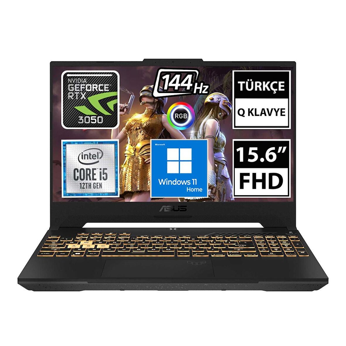 Asus TUF Gaming F15 FX507ZC4-HN081W i5-12500H 8GB 512SSD RTX3050 15.6" FullHD W11H Taşınabilir Bilgisayar