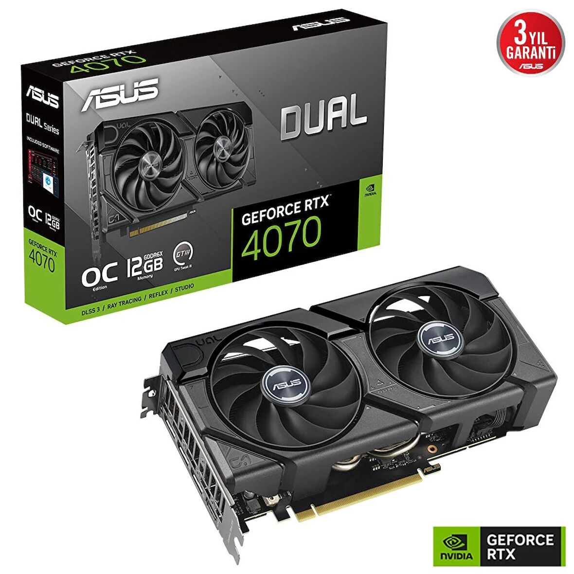 Asus GEFORCE RTX 4070 DUAL-RTX4070-O12G-EVO 12GB GDDR6X 192B Gaming Ekran Kartı