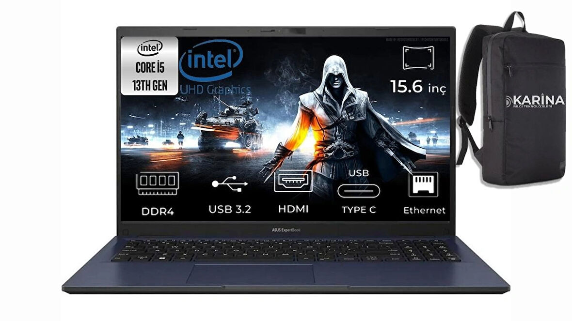 Asus B1502CVA-I58512B1D-00 Intel I5-1335U 16GB DDR4 512GB SSD 15.6"FullHD Freedos