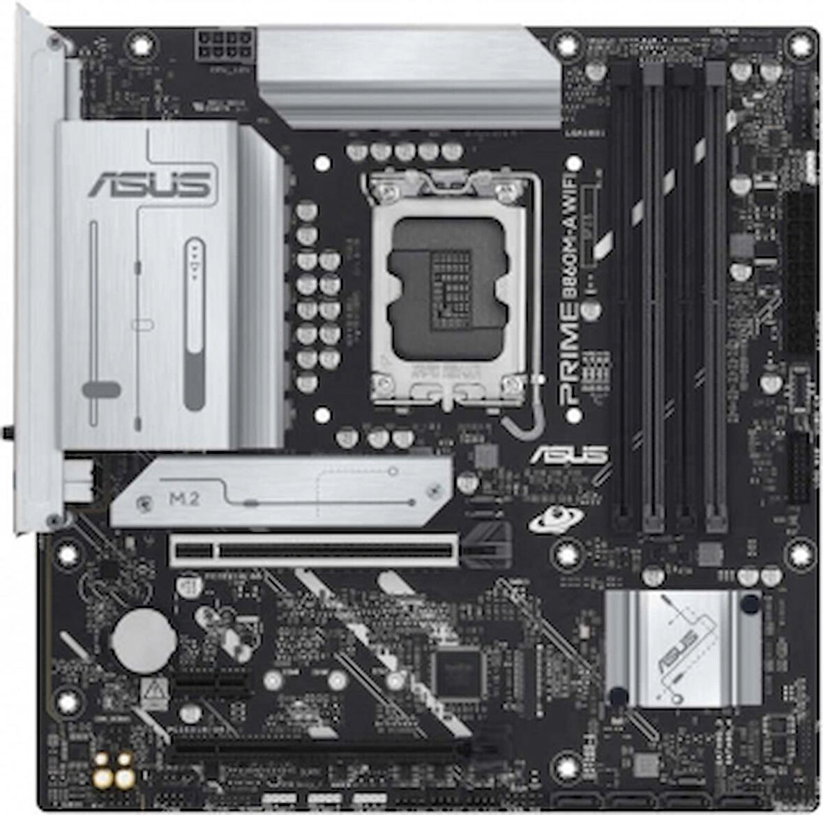 ASUS PRIME B860M-A WIFI Intel B860 LGA1851 DDR5 8666 2xDP HDMI Çift M2 USB3.2 Gen 2x2 WiFi 6E + BT AURA RGB 2.5Gbit LAN mATX 7+1+1 Güç Aşamaları, 1xGe