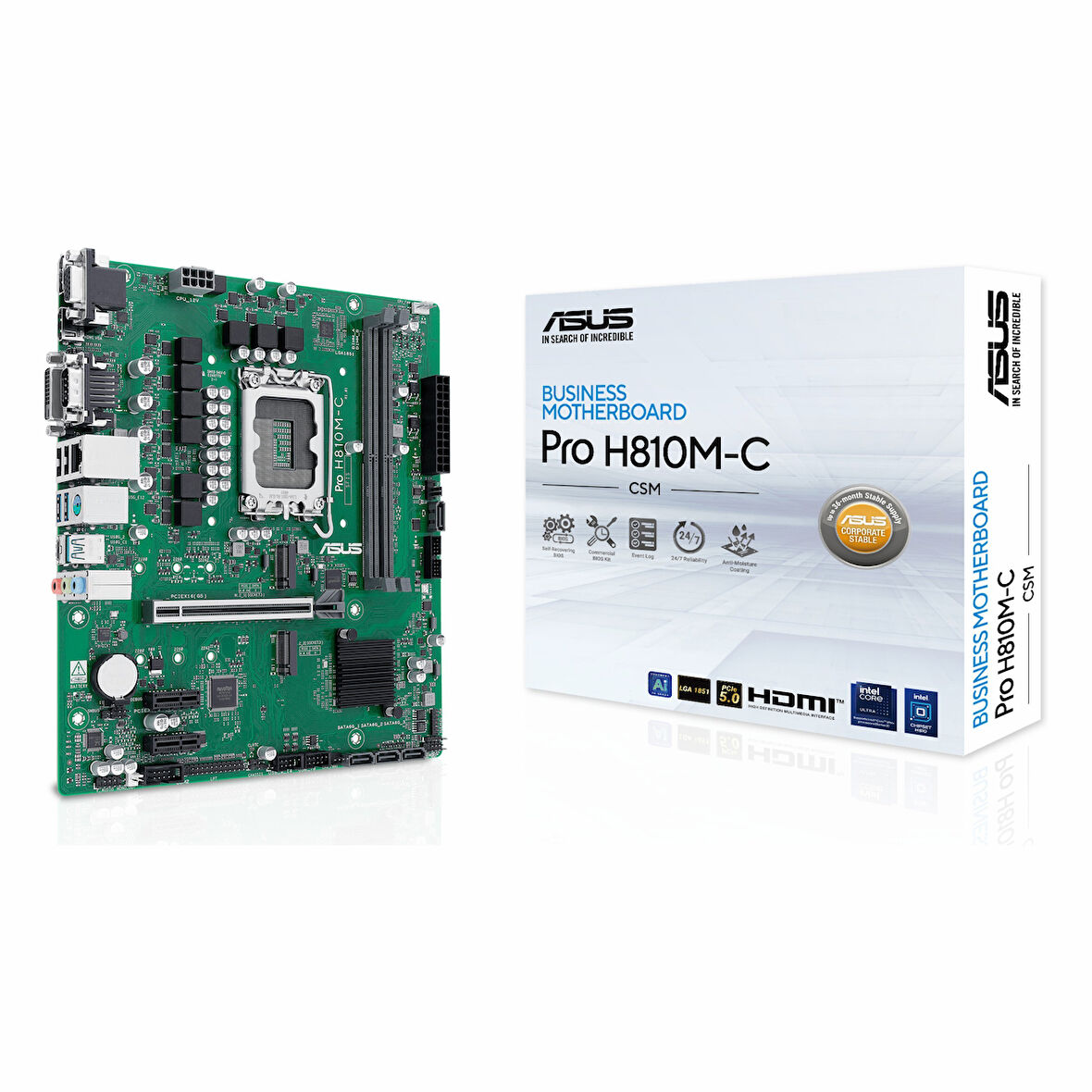 Asus Pro H810M-C-CSM DDR5 (6400MHz)OC M.2 DVI/VGA/HDMI/DP/USB-C PCIe 5.0 1851P mATX Anakart