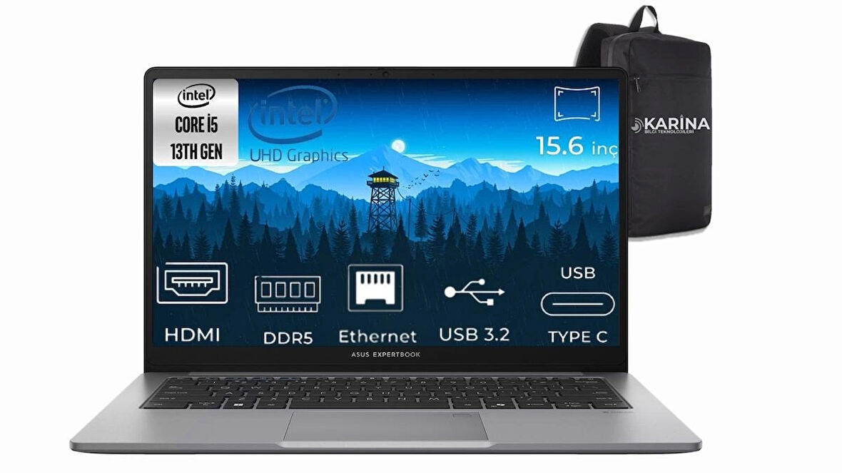 Asus Expertbook P1 P1503CVA  Intel Core I5-13420H I58512G0D-82 32GB 2TB+2TB Intel UHD FreeDos 15.6 Fhd Taşınabilir Bilgisayar 