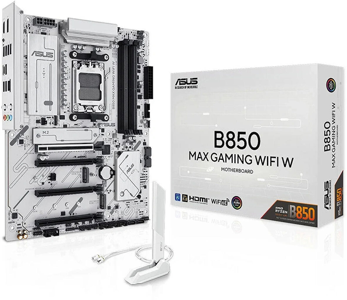 ASUS B850 MAX GAMING WIFI W AMD B850 AM5 DDR5 8000 DP HDMI 3x M2 USB3.2 WiFi 6E + BT AURA RGB 2.5Gbit LAN ATX 256GB’a kadar ram desteği, 8+2+1 Güç Aşa