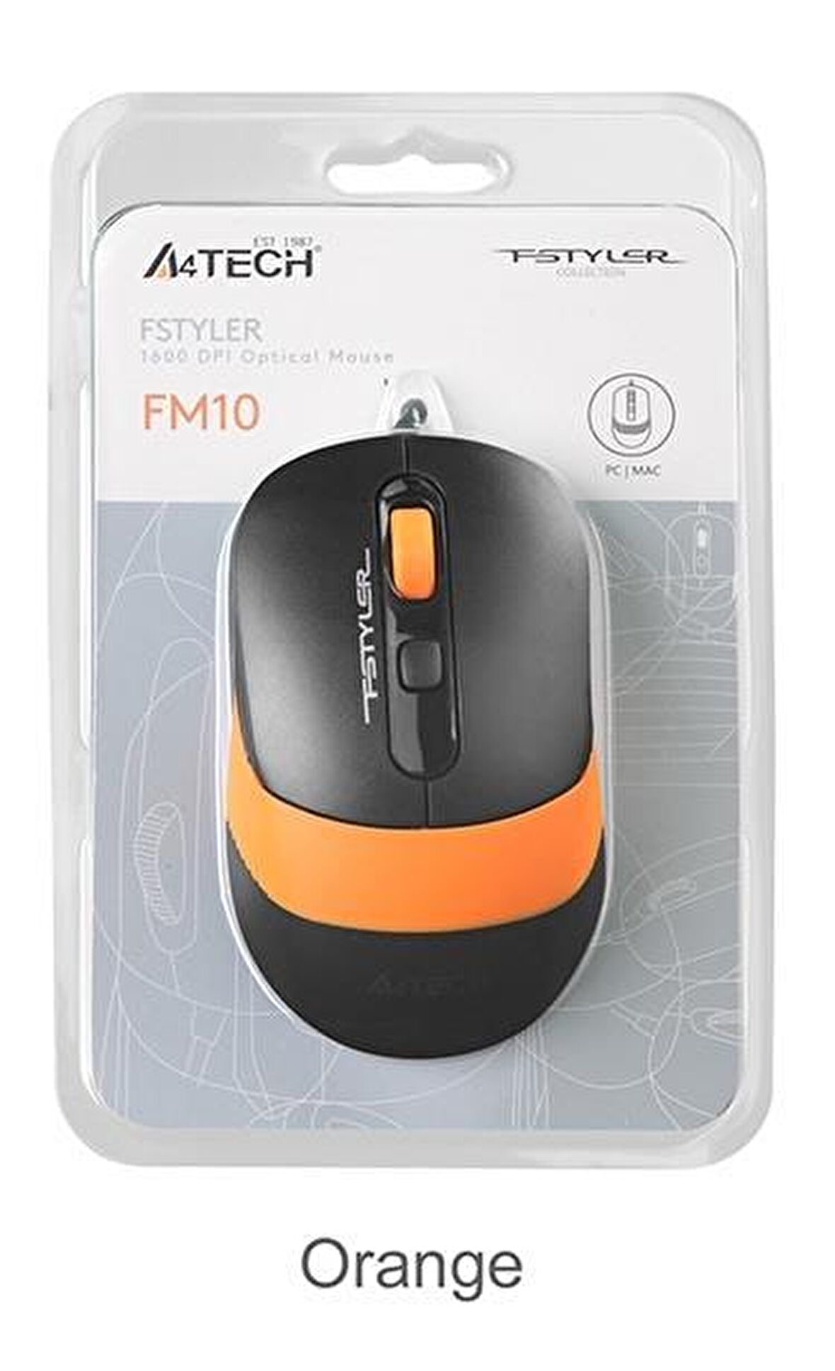 A4 TECH FM10 OPTIK MOUSE USB TURUNCU 1600 DPI