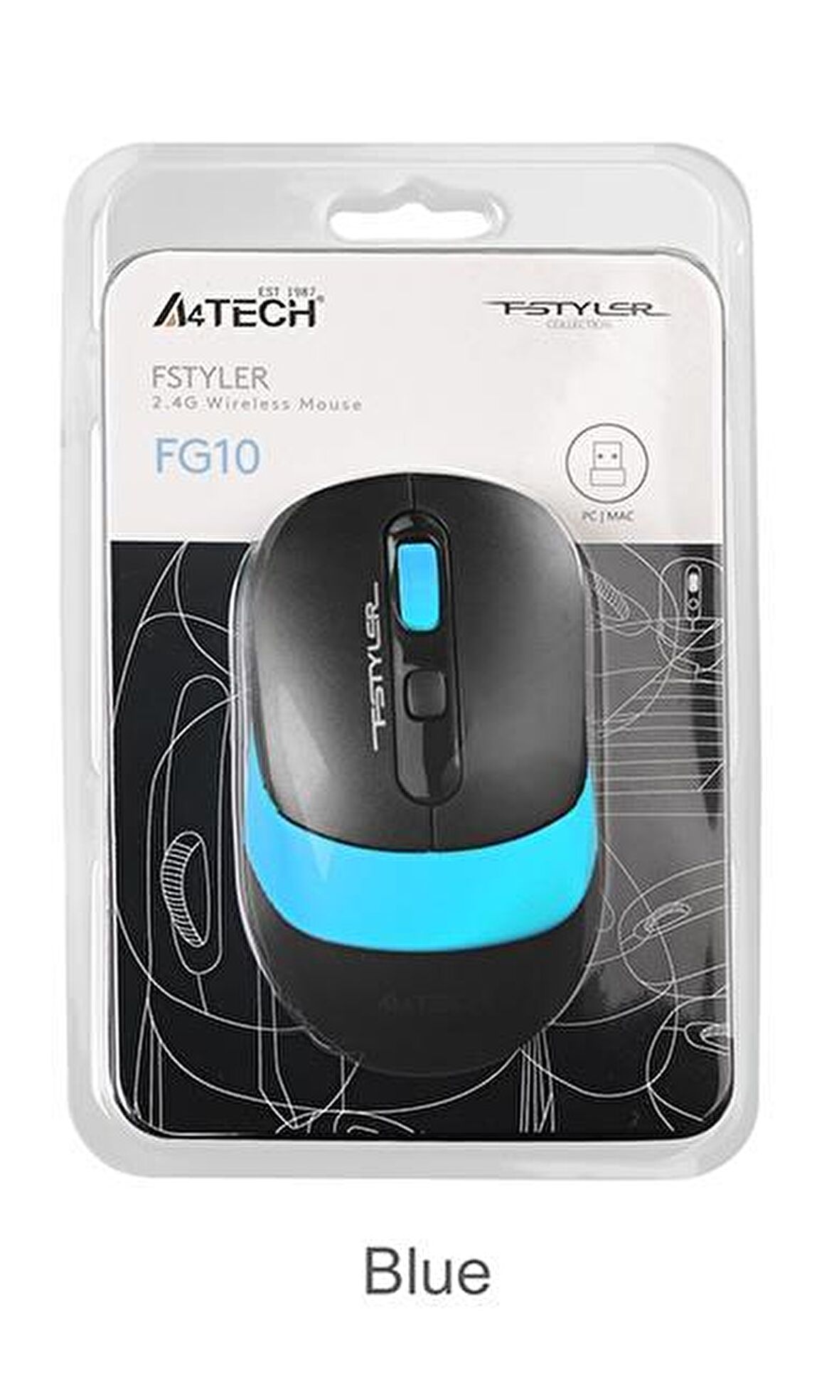 A4 TECH FG10 OPTIK MOUSE NANO USB MAVİ 2000 DPI