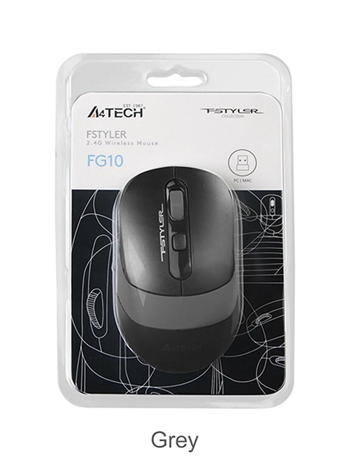 A4 Tech FG10 Fstyler Kablosuz Optik Mouse Gri