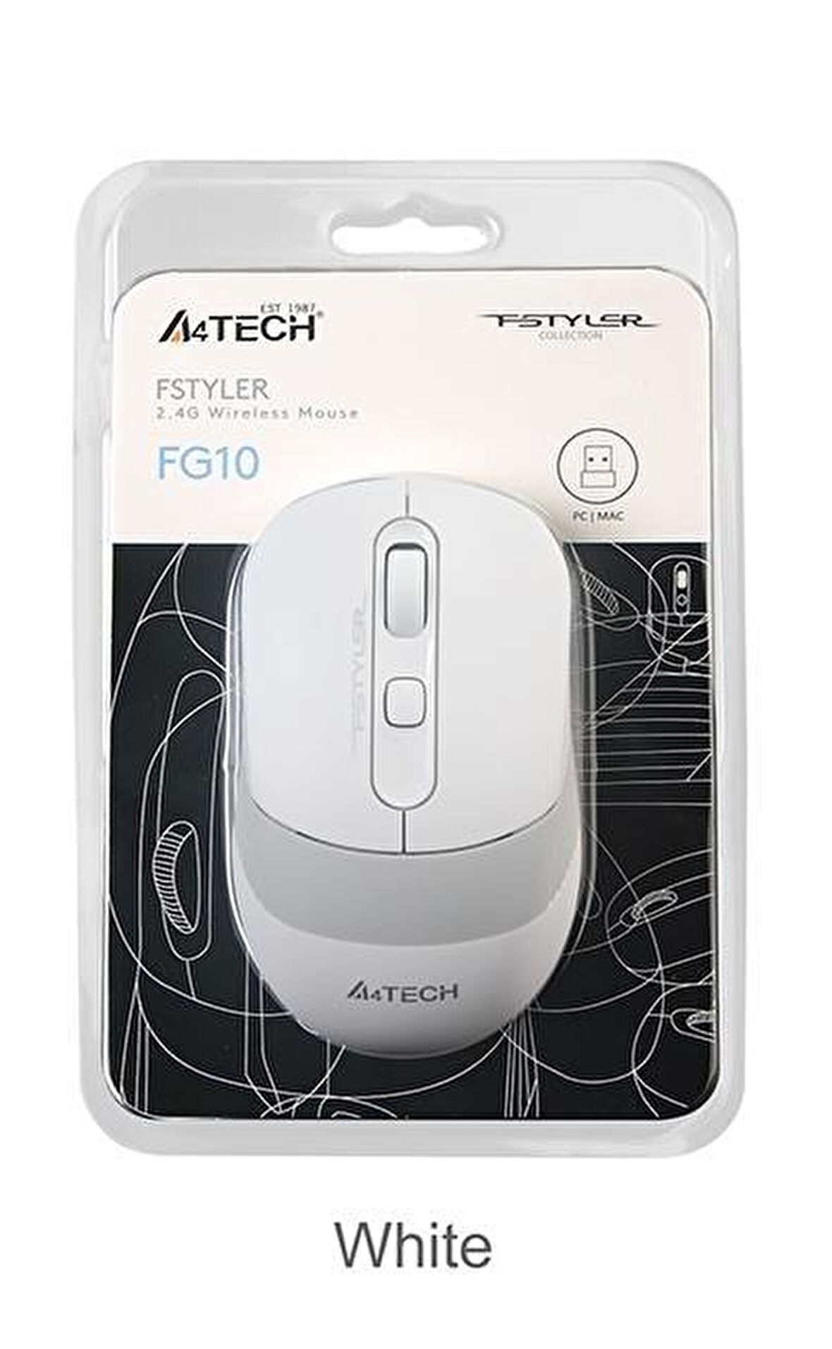 A4Tech FG10 Kablosuz Optik Mouse - Beyaz-Gri