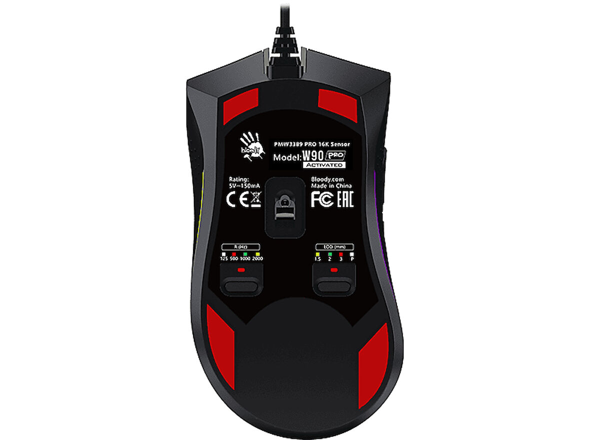 A4 TECH BLOODY W90 Pro 16K CPI Optik RGB Kablolu Gaming Mouse Siyah