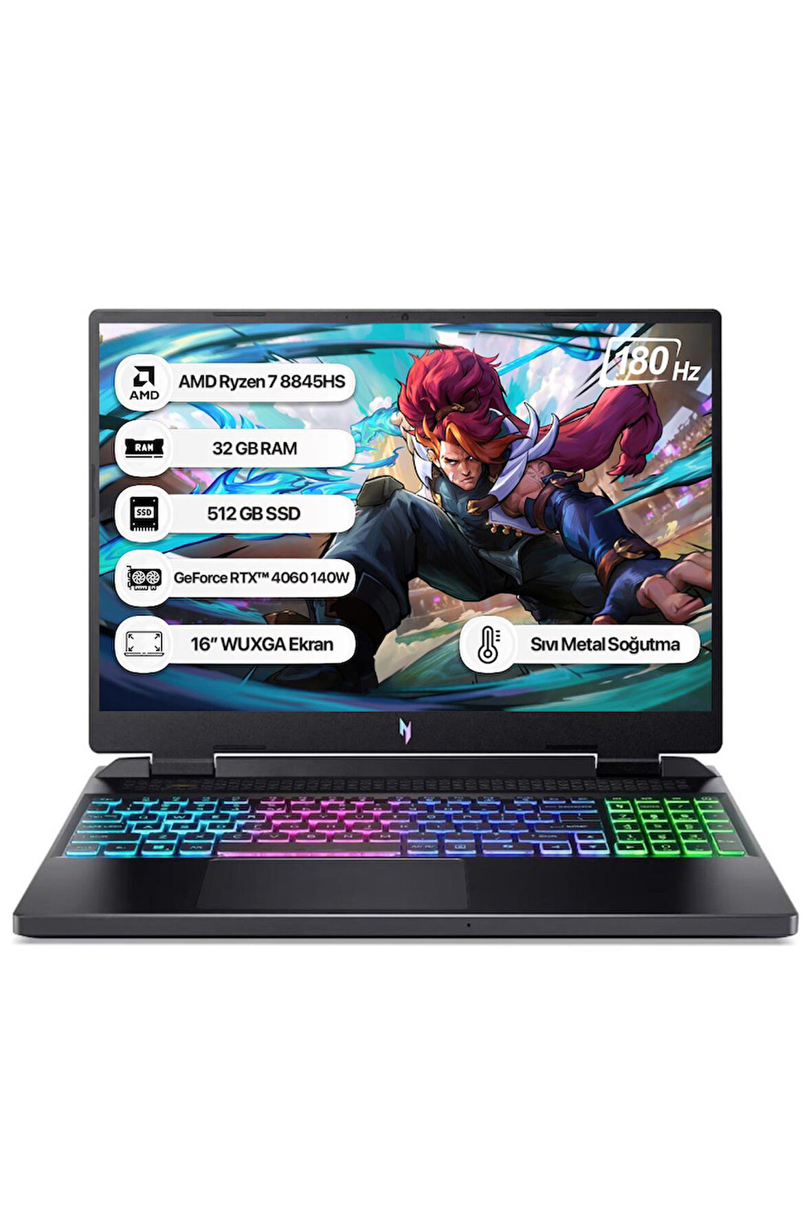 Acer Nitro 16 AN16-42 AMD Ryzen 7 8845HS 32GB 512GB SSD RTX4060 Freedos 16" Taşınabilir Bilgisayar NH.QSKEY.003