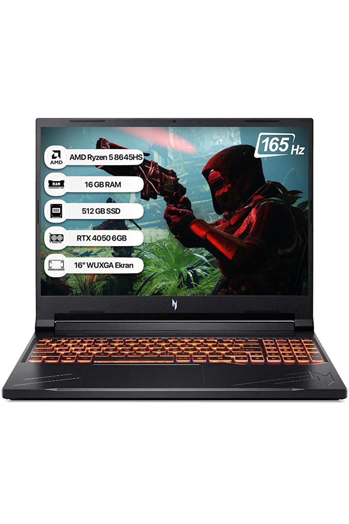 Acer Nitro V16 NH.QRVEY.004-16 R5 8645HS 16GB 512GB SSD RTX4050-6GB Freedos 165Hz 16'' Taşınabilir Bilgisayar