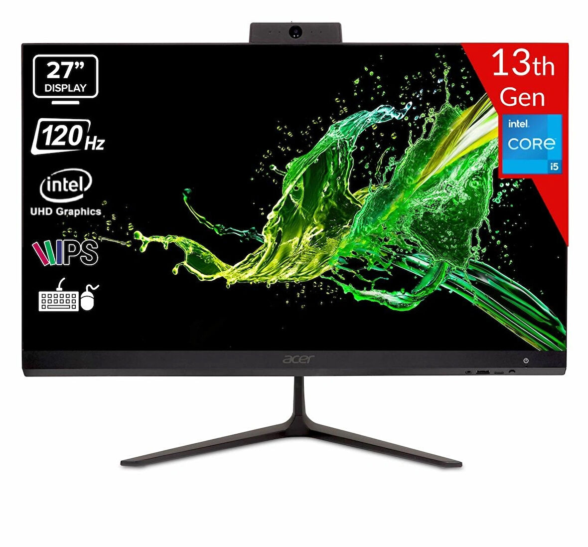 ACER C27-2E13U5UNL Intel Core i5-1334U 8GB 512GB SSD Intel UHD Graphics Linux 27 FHD IPS 120Hz DQ.BNHEM.001 Siyah All in One Bilgisayar