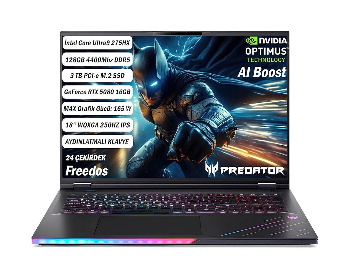 Acer Predator PH18-73 Core Ultra9 275HX 128 GB 3tb RTX5080 18''wqxga IPS 250Hz Freedos NH.QVZEY.001*