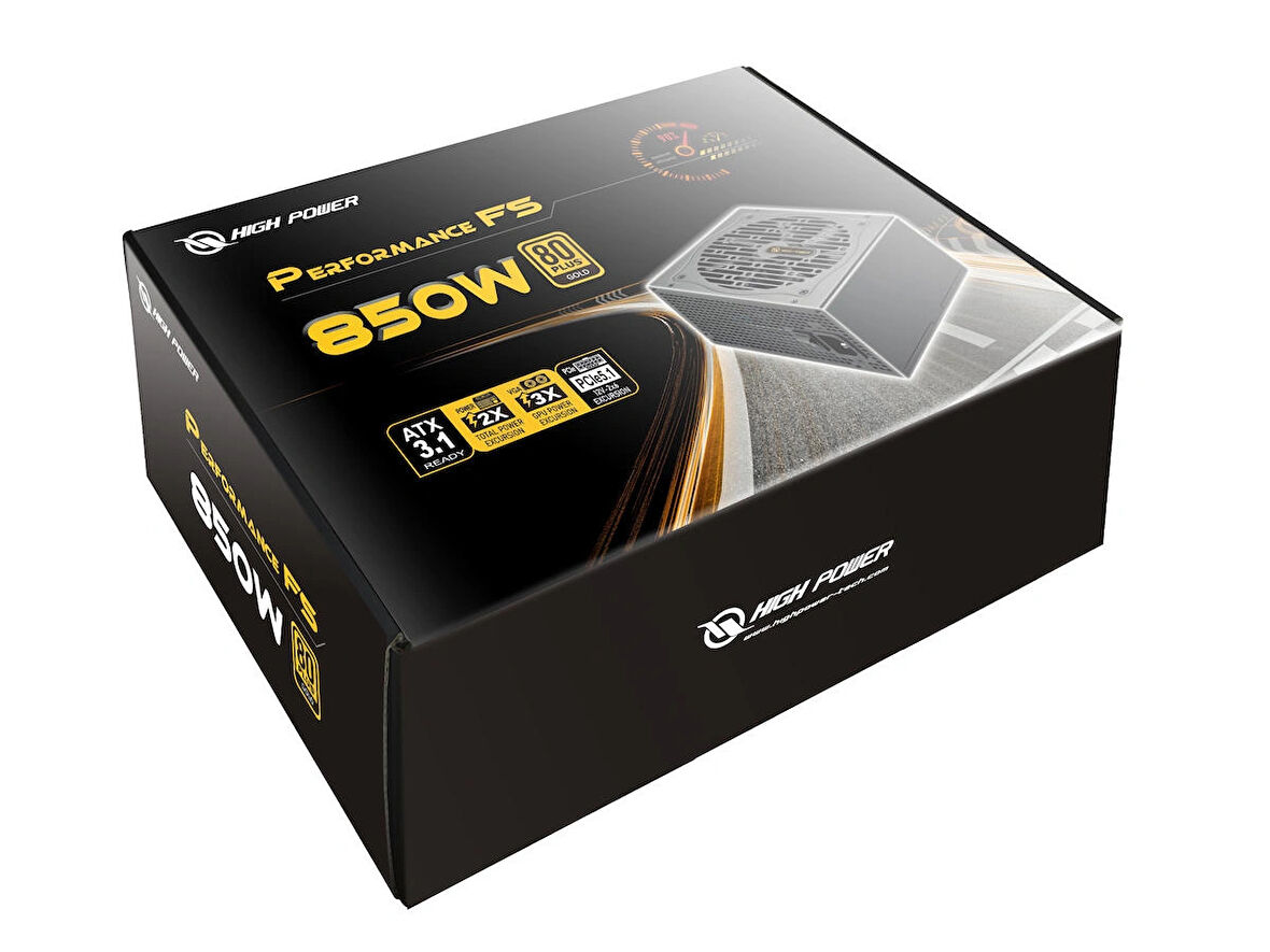 High Power Performance ATX 3.1 850W 80+ GOLD PCIe 5.1 ATX Güç Kaynağı (HP1-S2850GD-F12S)