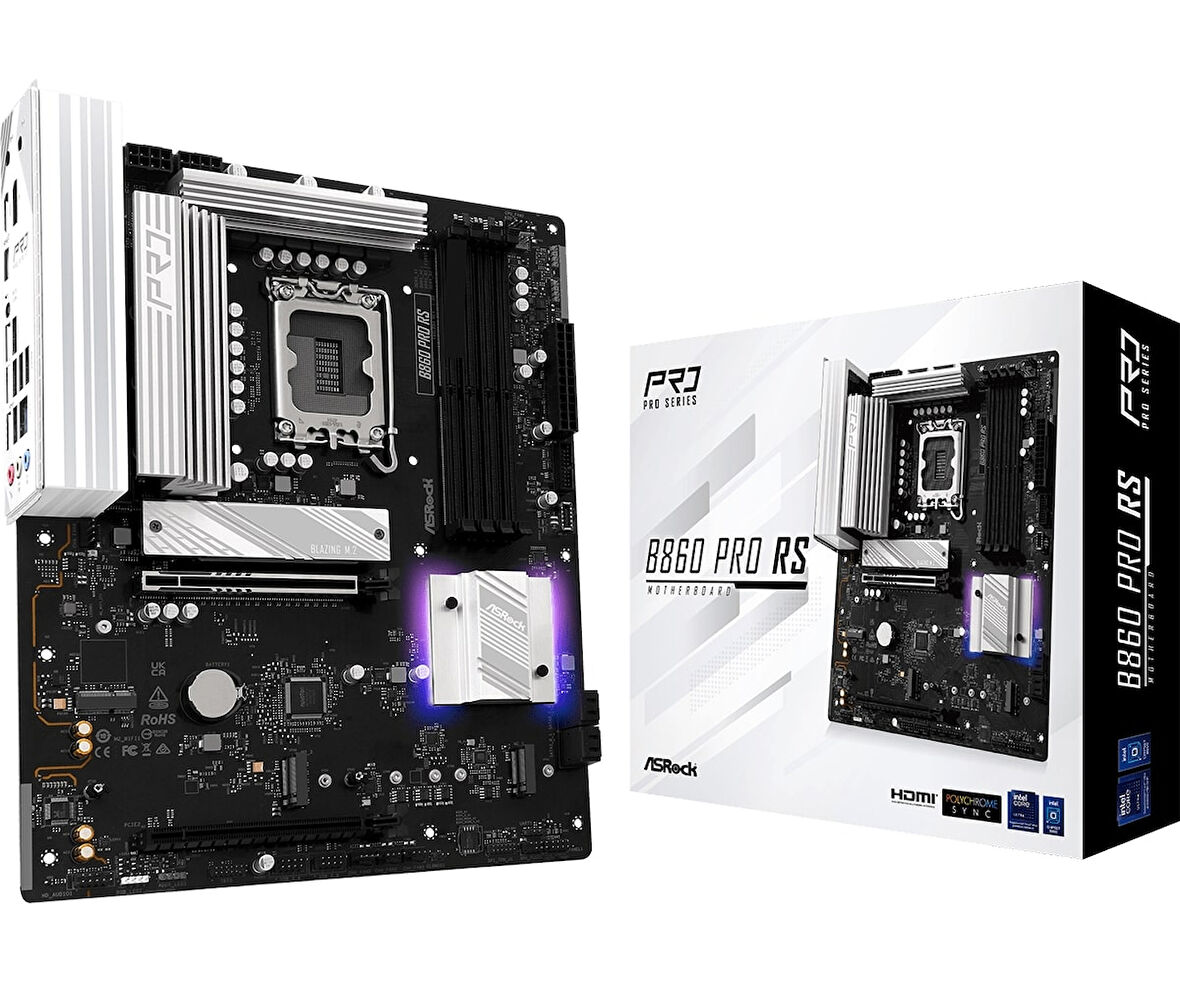 Asrock B860 Pro RS LGA1851 DDR5 8666MHz+(OC) ATX Gaming (Oyuncu) Anakart