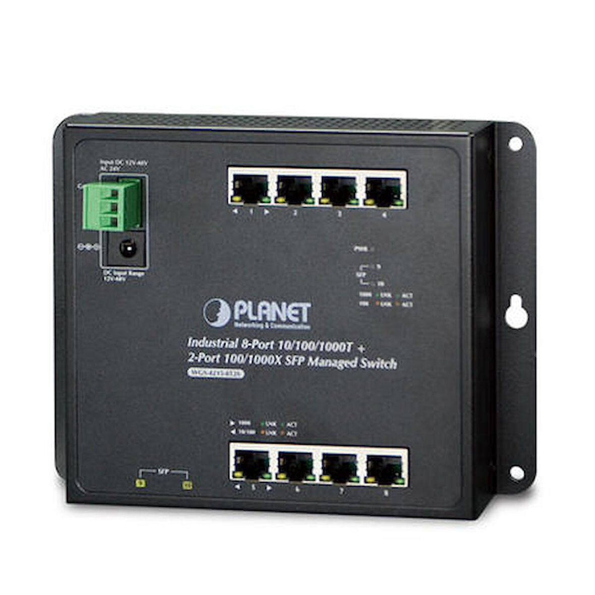 Planet PL-WGS-4215-8T2S 8 Port 10/100/1000T 2 Port 1000X SFP L2 L4 Endüstriyel Duvar Tipi Switch