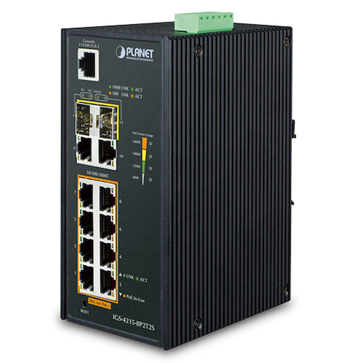 Endüstriyel Tip Yönetilebilir Ethernet Switch (Industrial Managed Ethernet Switch) 8-Port 10/100/1000Base-TX 802.3at/af PoE+ Injector (Port başına 30.8 TdrTR