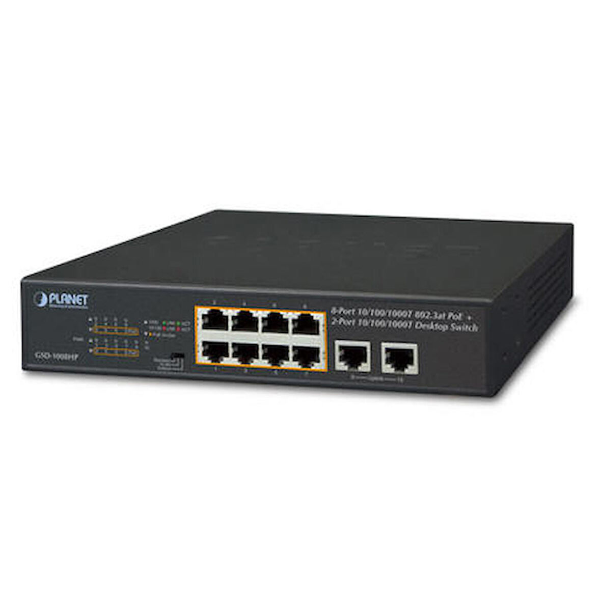 Planet PL-GSD-1008HP 8 Port 1000T PoE+ 2 Port Gigabit 120W PoE+ Masaüstü Switch