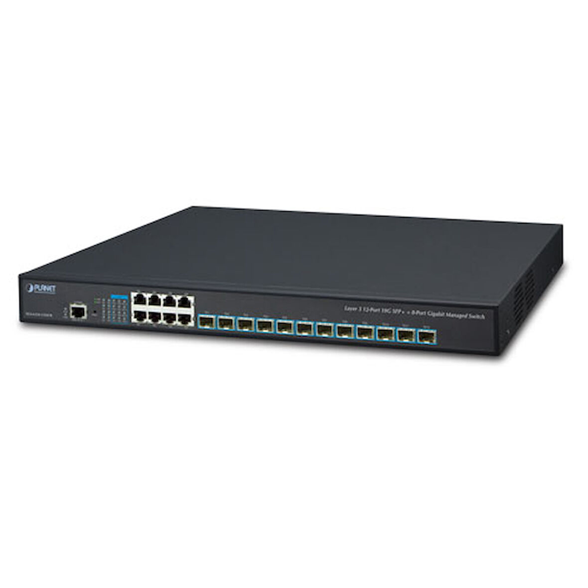 Layer 3 Yönetilebilir Switch (Layer 3 Managed Switch)&lt;br&gt;12 x 10GBASE-SR/LR SFP+ yuva (1000BASE-SX/LX/BX SFP uyumlu)&lt;br&gt;8 x 10/100/1000T&lt;br&gt;	Çift 100~240V AC Yedek Güç&lt;br&gt;Konsol port