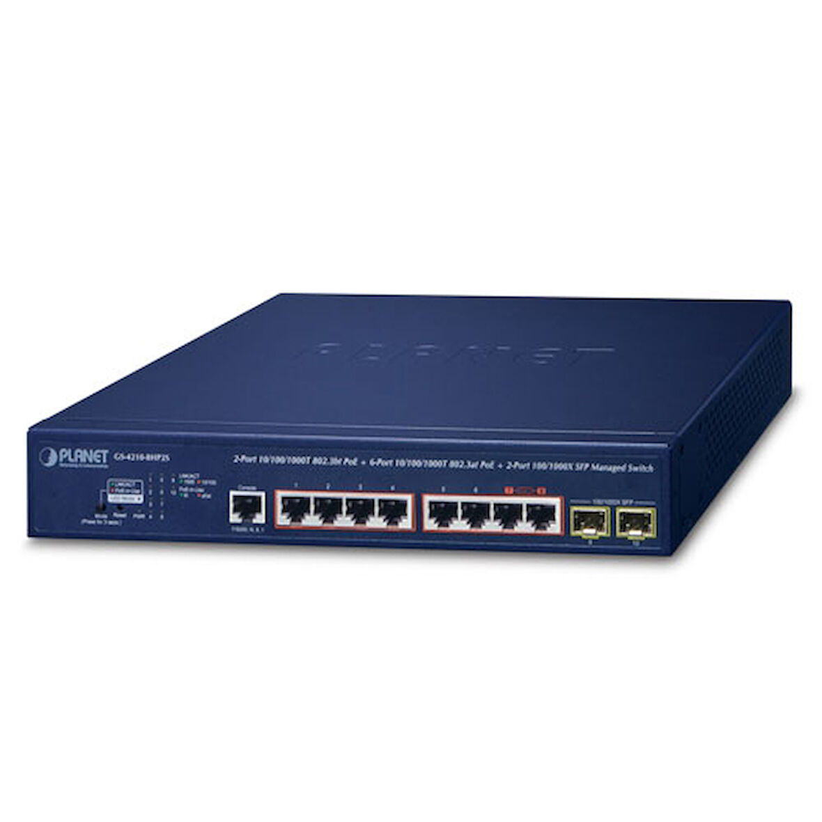 Yönetilebilir Switch (Managed Switch) 6-Port 10/100/1000T IEEE 802.3at/af PoE+ Injector  (Port 1 ile 6 arası) (Port başına 30.8 watt) 2-Port 1 TdrTR