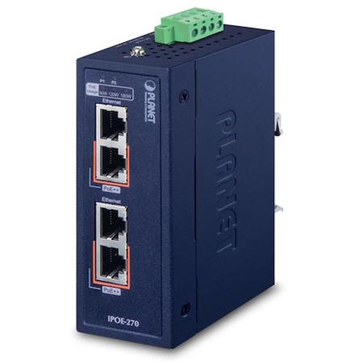 Planet PL-IPOE-270 2 x 10/100/1G/2.5G/5GBAse-T 1 Pot Data 1 Port Poe Giriş Çıkışlı PoE Injector