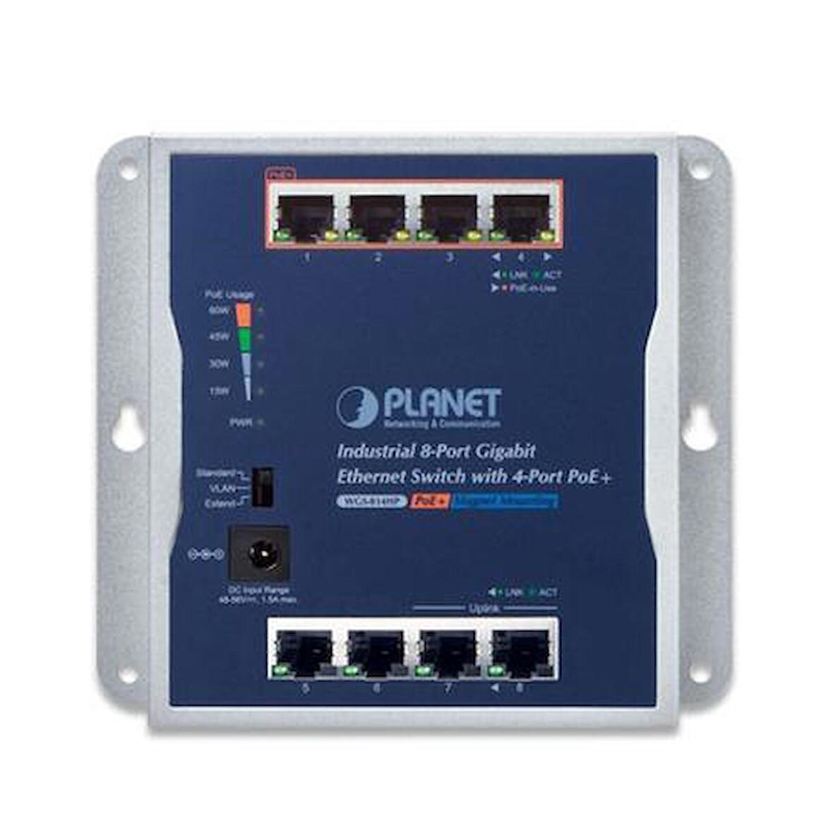 Planet PL-WGS-814HP 8 Port Gigabit 4 Port Gigabit PoE+ 600W Endüstriyel Switch