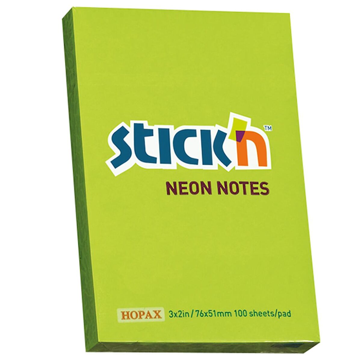Hopax Stıckn Yapışkanlı Not Kağıdı 100 YP 76x51 Fosforlu Yeşil HE21163