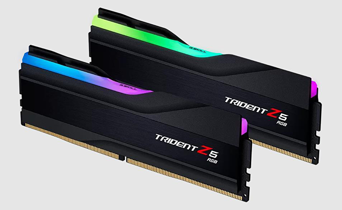 GSKILL Trident Z5 RGB Siyah DDR5-6000Mhz CL32 32GB (2x16GB) DUAL (32-38-38-96) 1.35V Ram F5-6000J3238F16GX2-TZ5RK