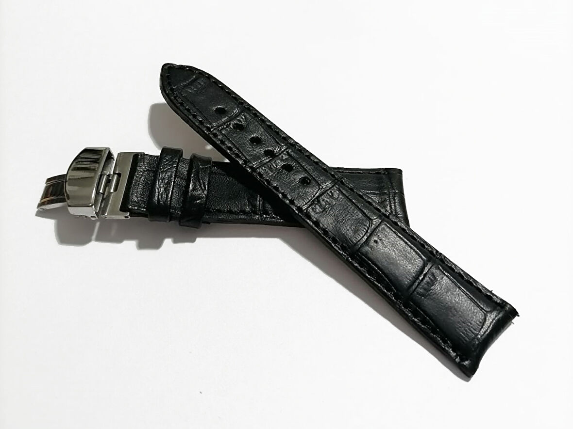 Fado &Hertür Saate &Uygun  Kelebek  Toka 22 MM  siyah   Kordon(179)  gumuş  toka
