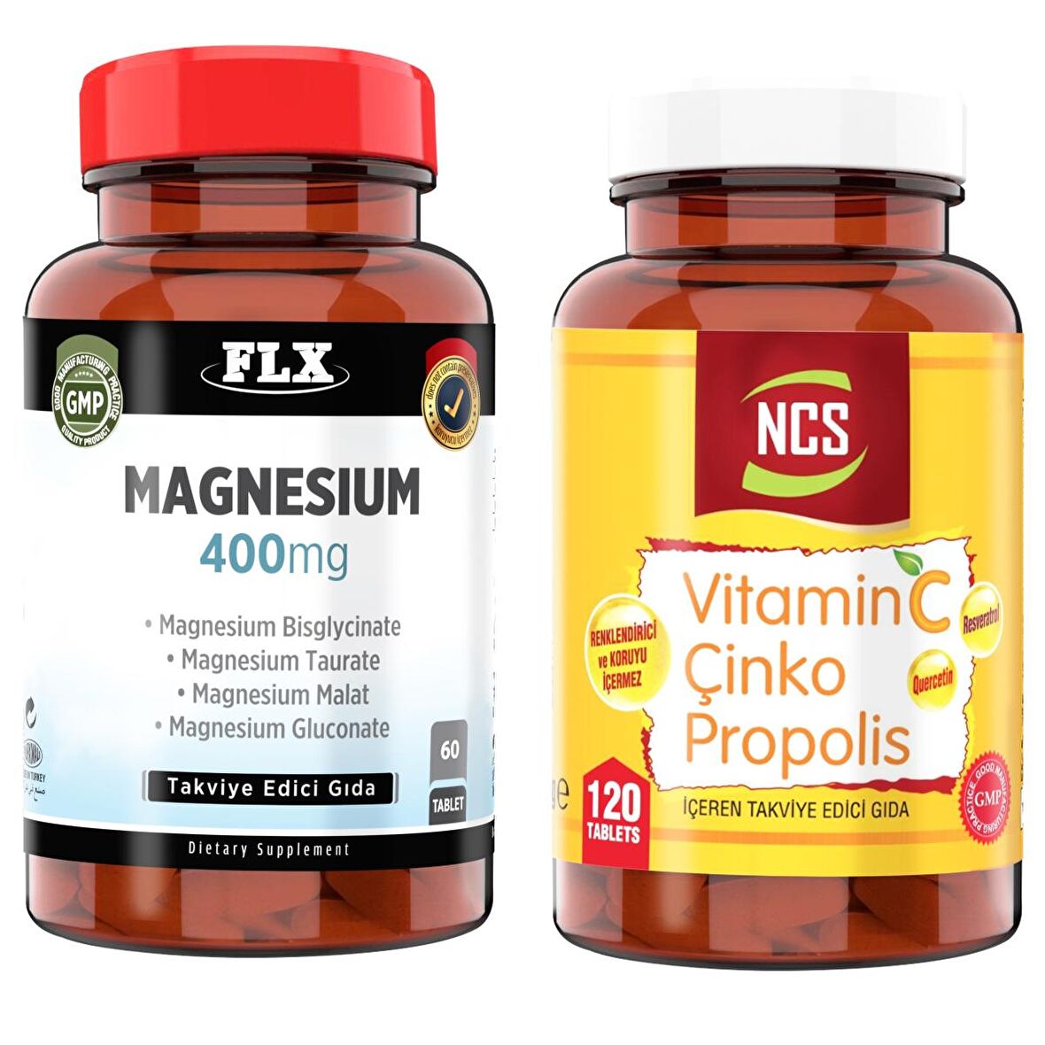 Flx Magnesium Elemental Complex 400 Mg 60 Tablet + Ncs Vitamin C Çinko Propolis 120 Tablet