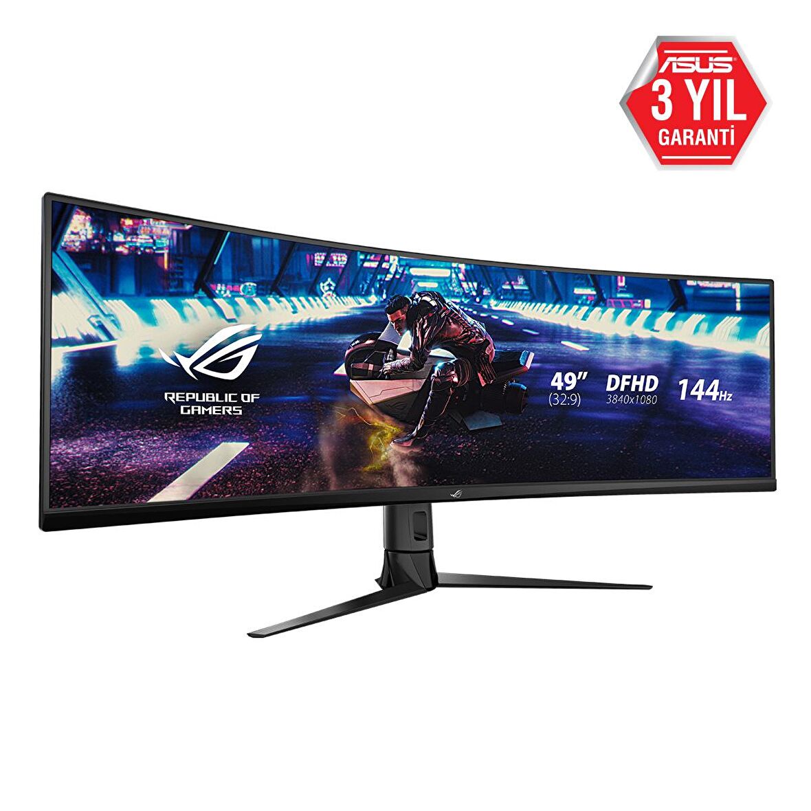 ASUS ROG STRIX XG49VQ 49 GAMING VA KAVISLI AURA RGB FREESYNC 2 HDR DFHD 3840X1080 1MS 144HZ DP HDMI USB MM VESA 3YIL ULTRA-WIDE HDR.