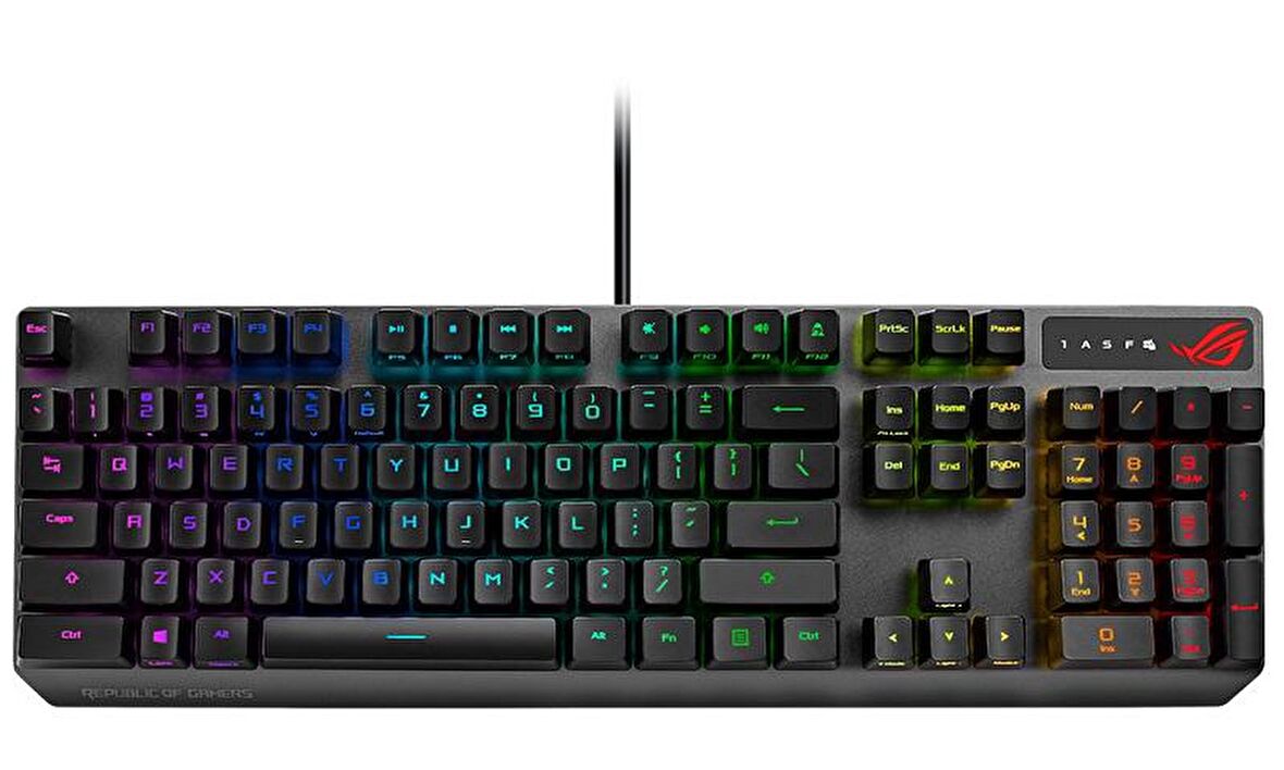 ASUS ROG STRIX SCOPE RX IP57 SU GEÇİRMEZ VE TOZA DAYANIKLI AURA SYNC RGB MEKANİK OYUNCU KLAVYE TÜRKÇE TUŞ DİZİLİMİ ROG NX RED SWITCH GENİŞ CTRL TUŞU