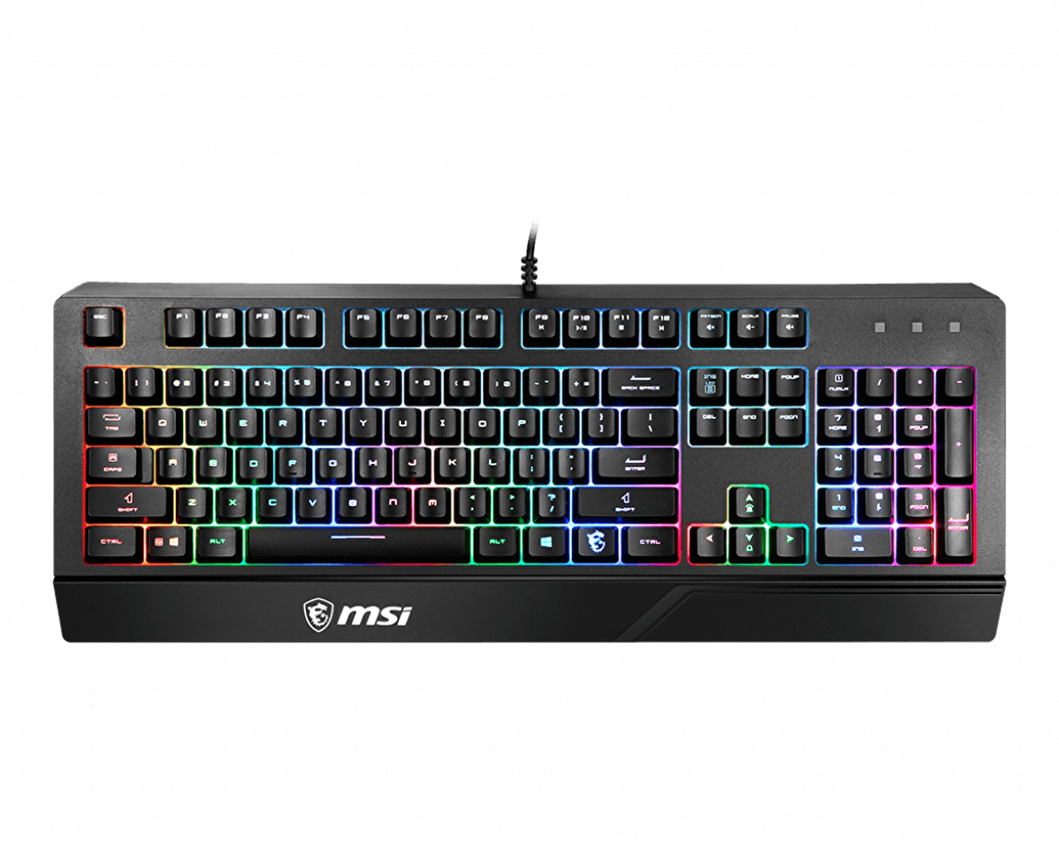 MSI GG VIGOR GK20 TR GAMING KEYBOARD RAINBOW ARKA AYDINLATMA ANTIGHOSTING MEMBRAN SIVI DOKULMESINE DAYANIKLI OYUNCU KLAVYESI TURKCE Q