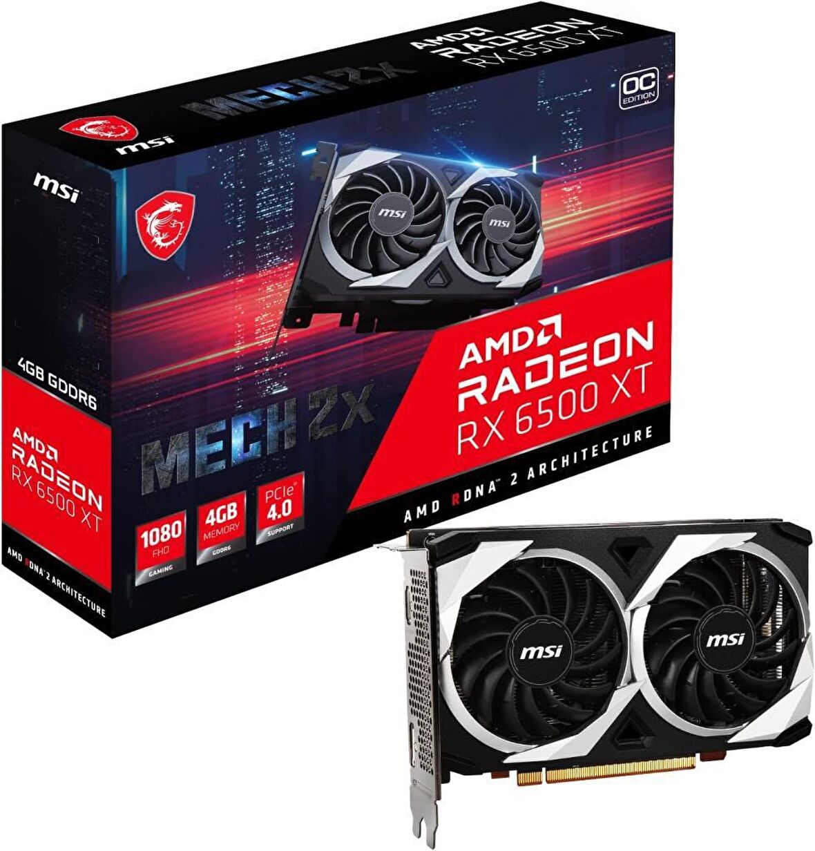 MSI MECH 2X RX 6500 64 Bit GDDR6 4 GB Ekran Kartı