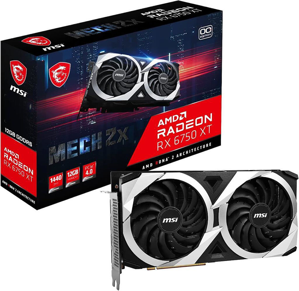 MSI RX 6750 XT Mech 2X OC 192 Bit GDDR6 12 GB Ekran Kartı Teşhir