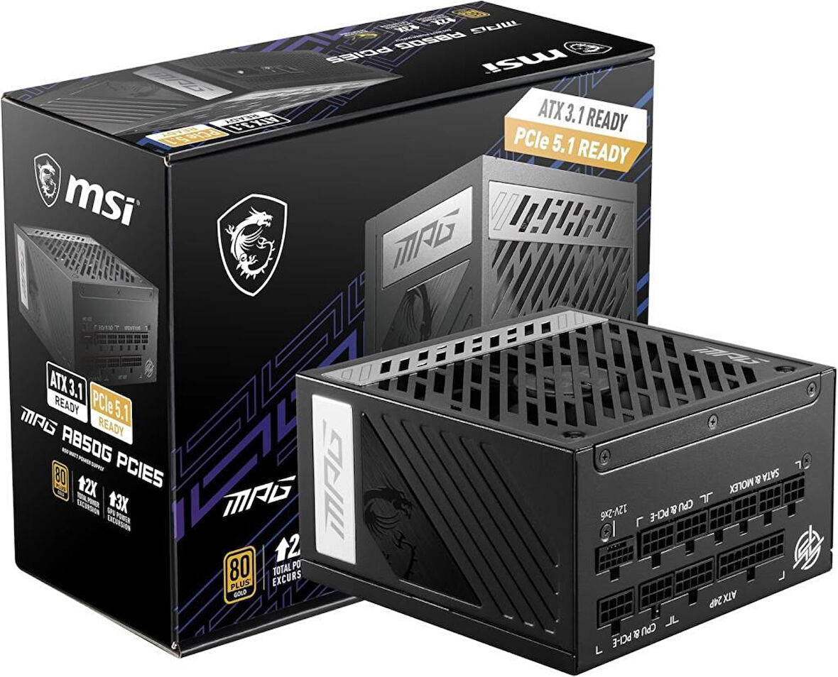 MSI MPG A850G Gen5 850 W Power Supply Outlet