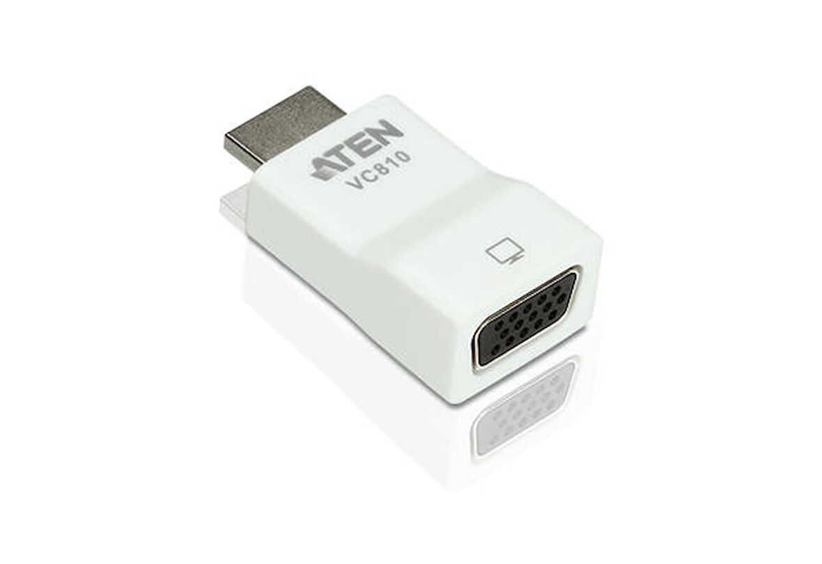 Aten VC810 HDMI to VGA 1920 X 1200 1080P Erkek-Dişi Dönüştürücü Beyaz Adaptör