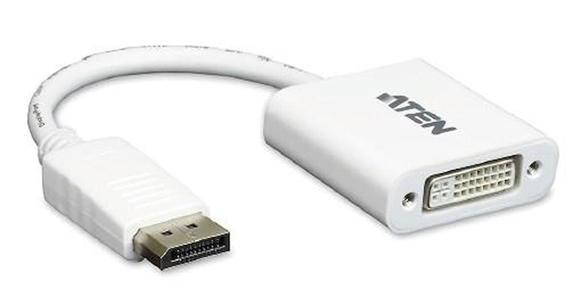Aten VC965 DISPLAY PORT to DVI-I (24+5) 1080p Erkek-Dişi Beyaz Dönüştürücü Adaptör