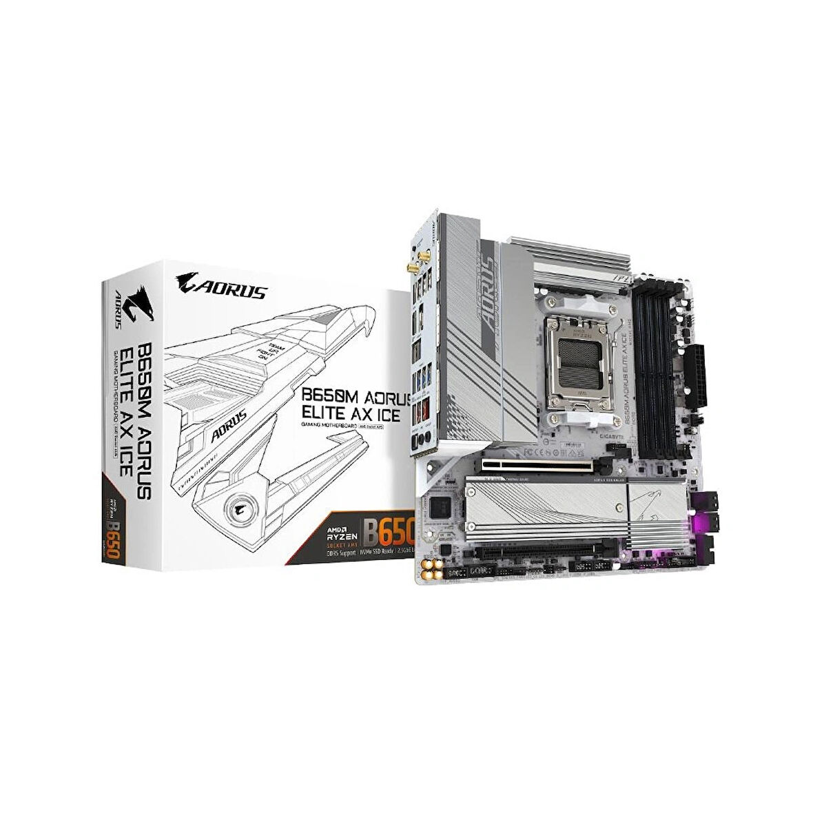 Gigabyte B650M Aorus Elite AX ICE AMD AM5 DDR5 Micro ATX Anakart