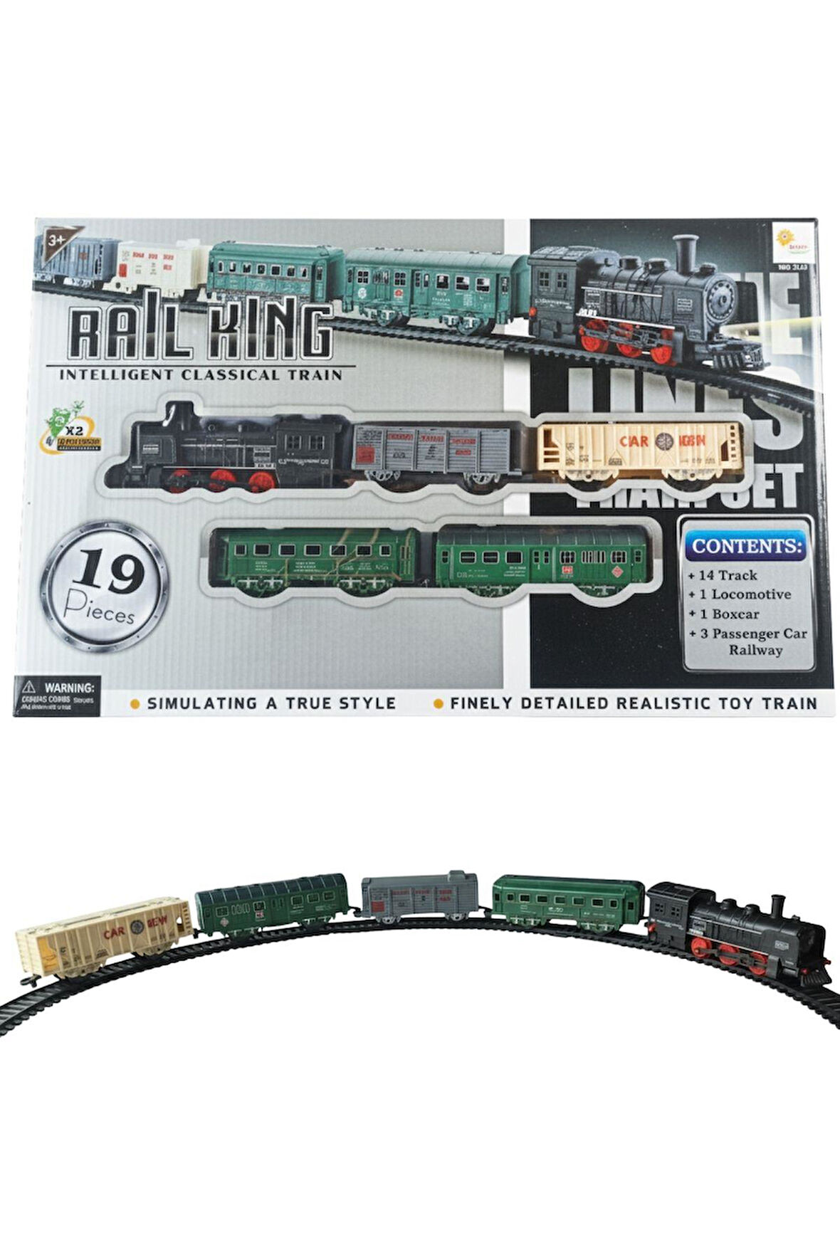 Pilli, Işıklı 19 Parça Oyuncak Tren Seti - Steam Express Model