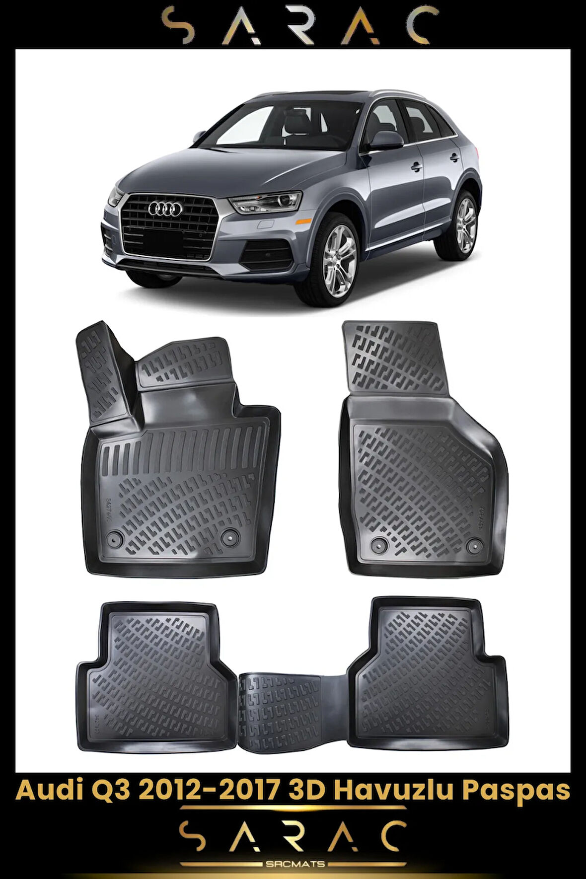 Audi Q3 2011 Model Araca Özel 3d Havuzlu Paspas