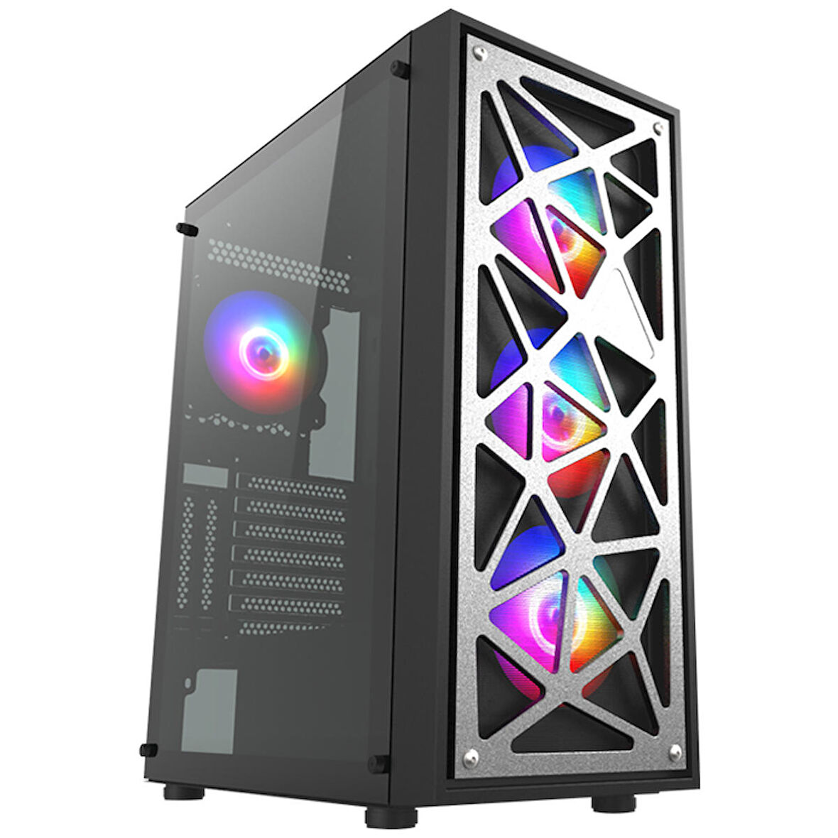 Vento VG12A 650W 80+ 4x120mm RGB Fan Temperli Cam USB 3.0 Mesh ATX Mid-Tower Gaming (Oyuncu) Kasa