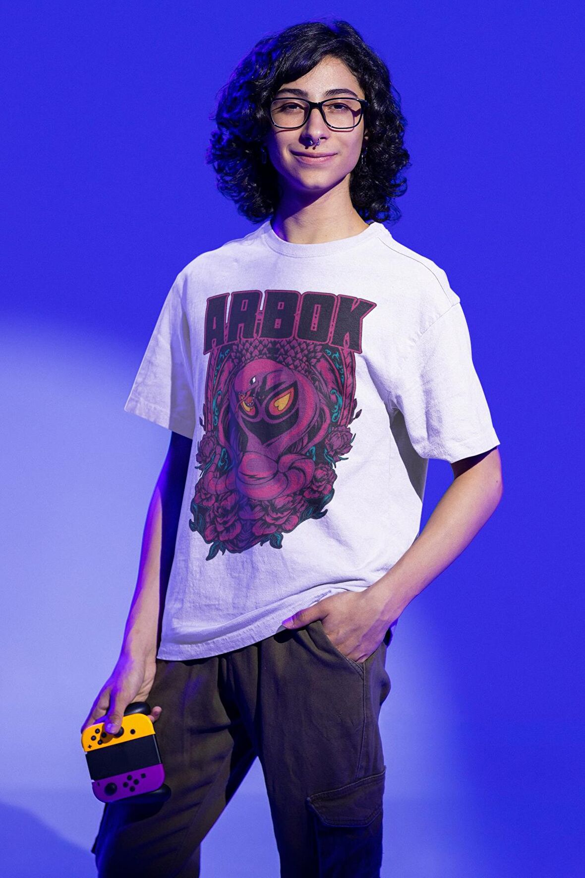 Unisex Oversize Arbok Baskılı Tişört, Erkek-Kadın Pokemon Baskılı T-Shirt