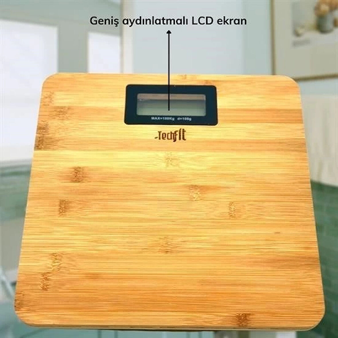 İpek Yıldızı® Techfit Bambu Banyo Baskülü Yüksek Hassasiyetli Darbelere Dijital Dayanıklı Terazi Tf 1065 M