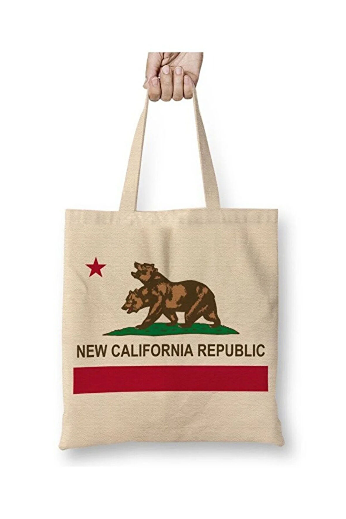 Fallout New California Republic Beyaz Bez Çanta Uzun Saplı Alışveriş Çantası Plaj Çantası