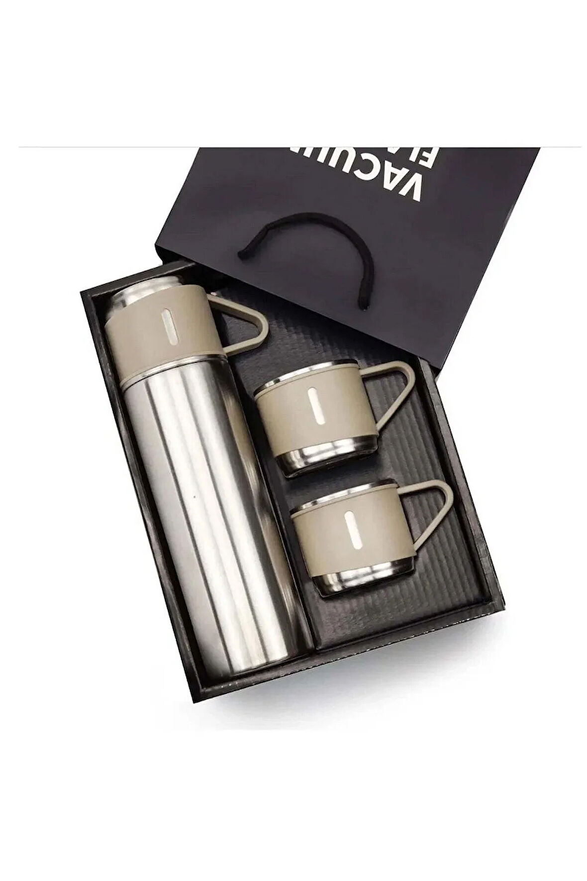 3 Bardaklı Silver Termos