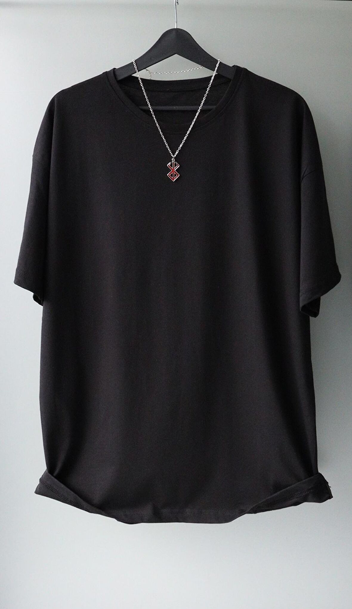 Unisex Oversize Basic Siyah-Beyaz Tişört, Geniş Kalıp Baskısız Düz T-Shirt