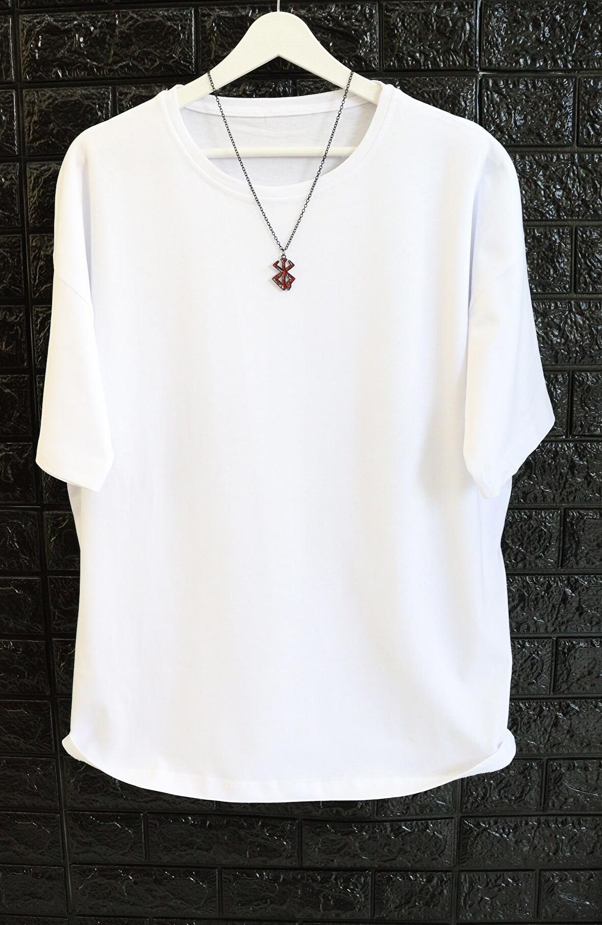 Unisex Oversize Basic Siyah-Beyaz Tişört, Geniş Kalıp Baskısız Düz T-Shirt