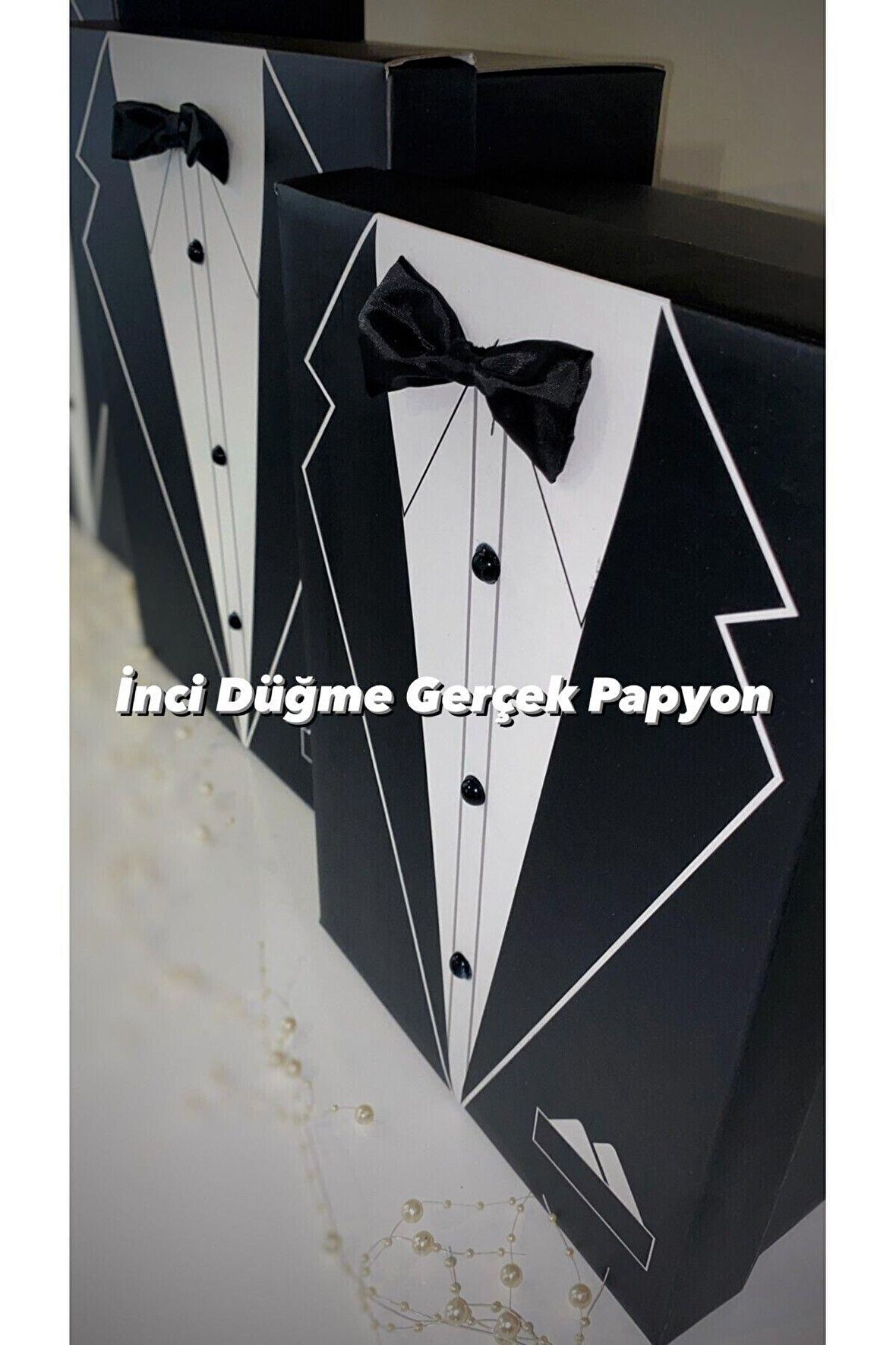 4'lu Damat Bohça, Çeyiz Kutu Seti Siyah Tül