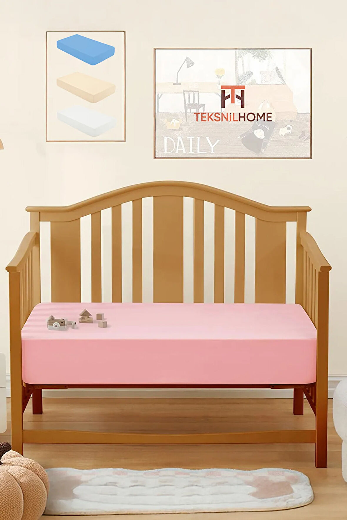 %100 Pamuk Penye Bebek Lastikli Çarşaf,Anne Yanı Çarşafı,Kreş Bebek Yatağı Çarşafı